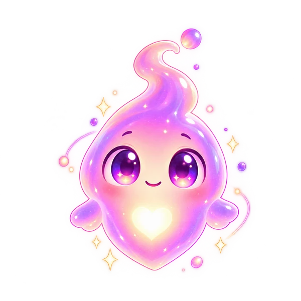 Lumi, petit esprit de lumière rose et violet